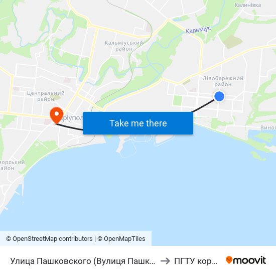 Улица Пашковского (Вулиця Пашковського) to ПГТУ корпус 1 map