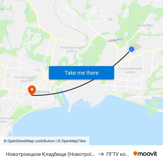 Новотроицкое Кладбище (Новотроїцьке Кладовище) to ПГТУ корпус 1 map