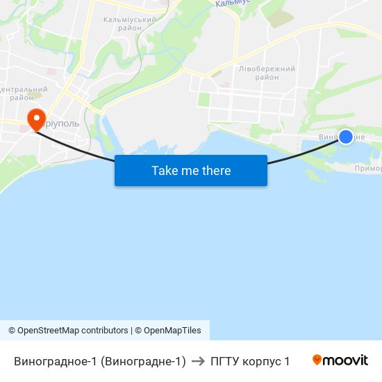 Виноградное-1 (Виноградне-1) to ПГТУ корпус 1 map