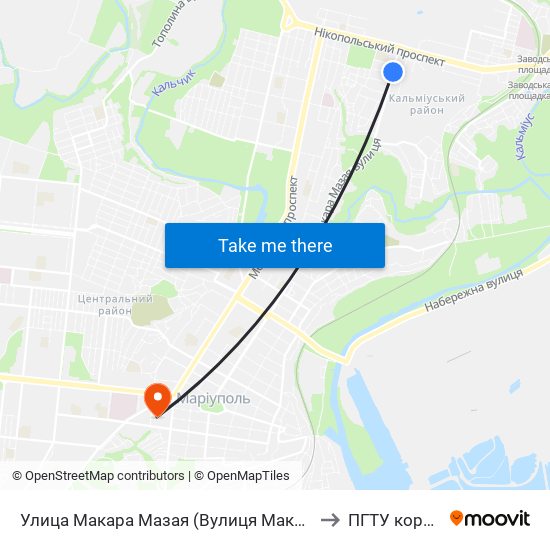 Улица Макара Мазая (Вулиця Макара Мазая) to ПГТУ корпус 1 map