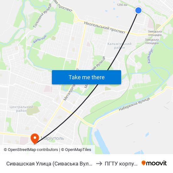 Сивашская Улица (Сиваська Вулиця) to ПГТУ корпус 1 map