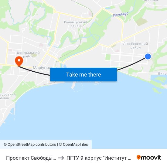Проспект Свободы (Проспект Свободи) to ПГТУ 9 корпус "Институт Экономики и Менеджмента" map