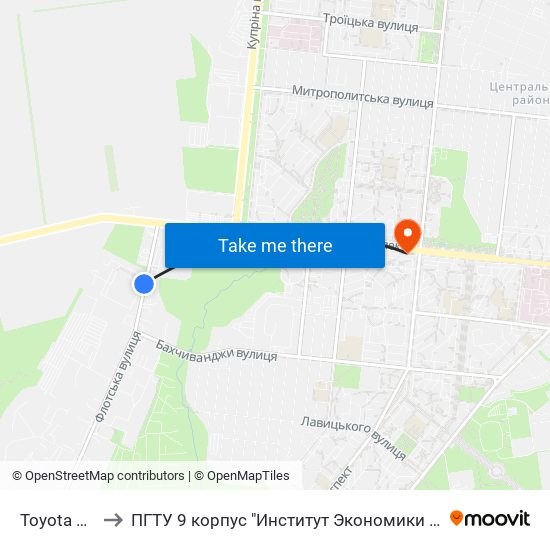 Toyota Центр to ПГТУ 9 корпус "Институт Экономики и Менеджмента" map