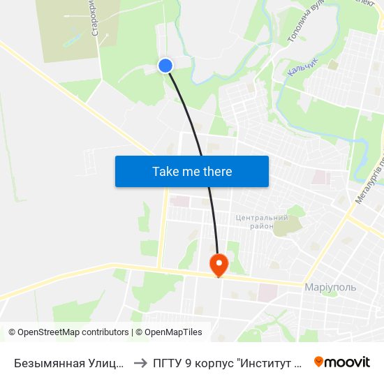Безымянная Улица (Безіменна Вулиця) to ПГТУ 9 корпус "Институт Экономики и Менеджмента" map