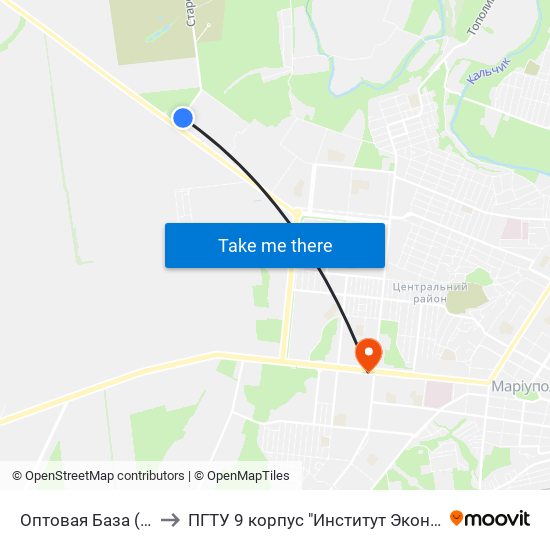Оптовая База (Оптова База) to ПГТУ 9 корпус "Институт Экономики и Менеджмента" map