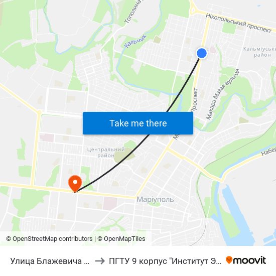 Улица Блажевича (Вулиця Блажевича) to ПГТУ 9 корпус "Институт Экономики и Менеджмента" map