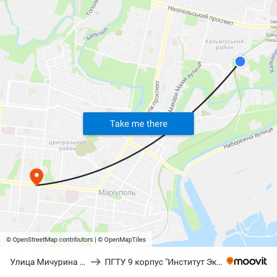 Улица Мичурина (Вулиця Мічуріна) to ПГТУ 9 корпус "Институт Экономики и Менеджмента" map