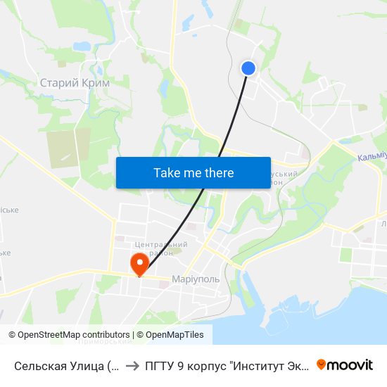 Сельская Улица (Сільська Вулиця) to ПГТУ 9 корпус "Институт Экономики и Менеджмента" map