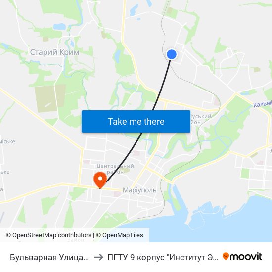 Бульварная Улица (Бульварна Вулиця) to ПГТУ 9 корпус "Институт Экономики и Менеджмента" map