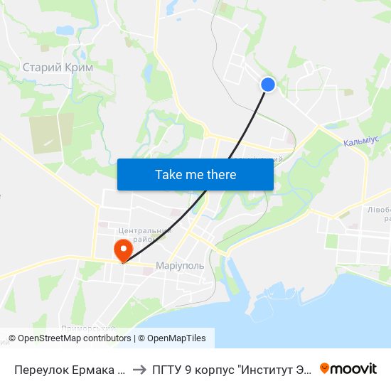 Переулок Ермака (Провулок Єрмака) to ПГТУ 9 корпус "Институт Экономики и Менеджмента" map