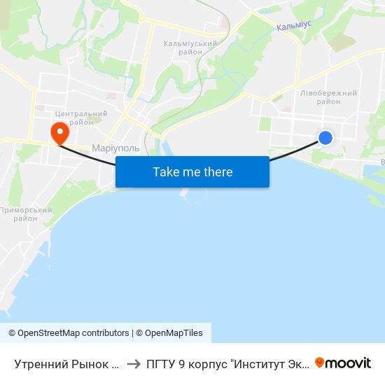Утренний Рынок (Ранковий Ринок) to ПГТУ 9 корпус "Институт Экономики и Менеджмента" map