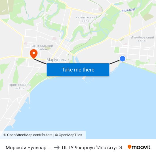 Морской Бульвар (Морський Бульвар) to ПГТУ 9 корпус "Институт Экономики и Менеджмента" map