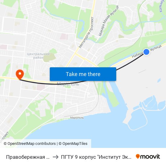 Правобережная (Правобережна) to ПГТУ 9 корпус "Институт Экономики и Менеджмента" map