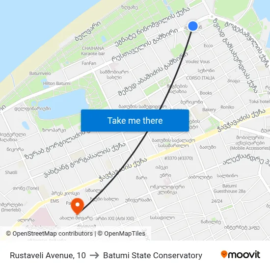 Rustaveli Avenue, 10 to Batumi State Conservatory map