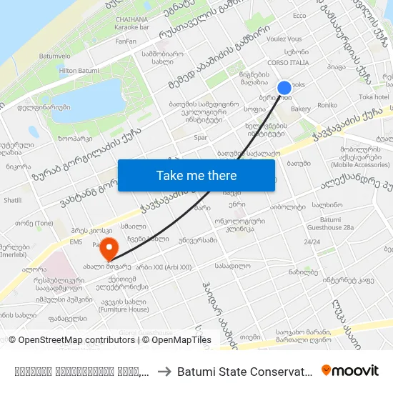 Nikoloz Baratashvili Street, 33 to Batumi State Conservatory map