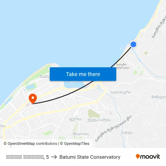 Tamari Settlement, 5 to Batumi State Conservatory map