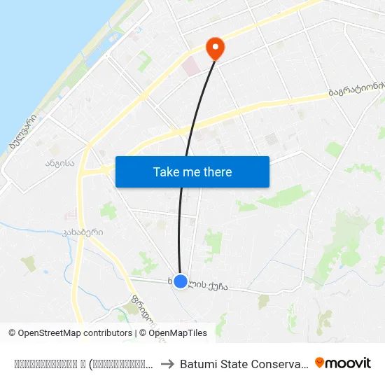 Agmashenebeli Street (Opposite) 64 to Batumi State Conservatory map