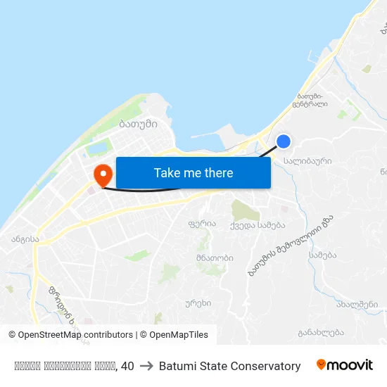 Jemal Katamadze Street, 40 to Batumi State Conservatory map