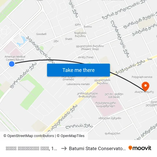 ზურაბ გორგილაძის ქუჩა, 120 to Batumi State Conservatory map