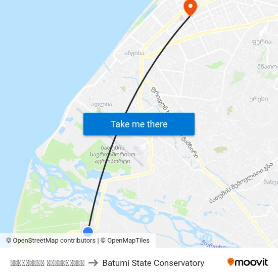 Apsaros Highway to Batumi State Conservatory map