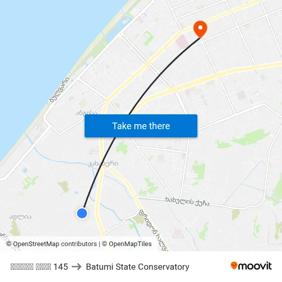 Adlia Street 145 to Batumi State Conservatory map