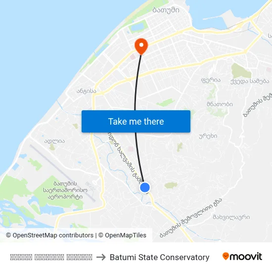 Pridon Khalvashi Avenue to Batumi State Conservatory map