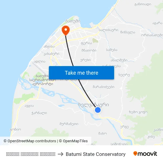 Pridon Khalvashi Avenue to Batumi State Conservatory map