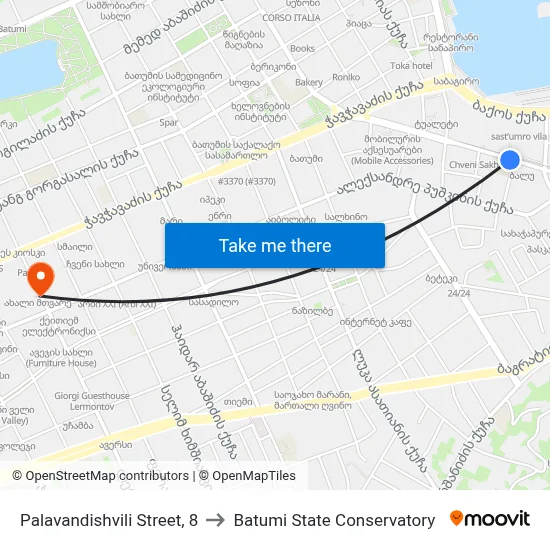 Palavandishvili Street, 8 to Batumi State Conservatory map