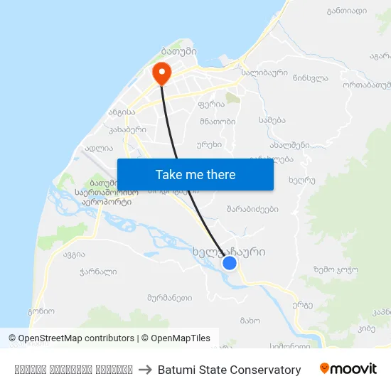 Pridon Khalvashi Avenue to Batumi State Conservatory map