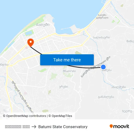 Nizharadze Street to Batumi State Conservatory map