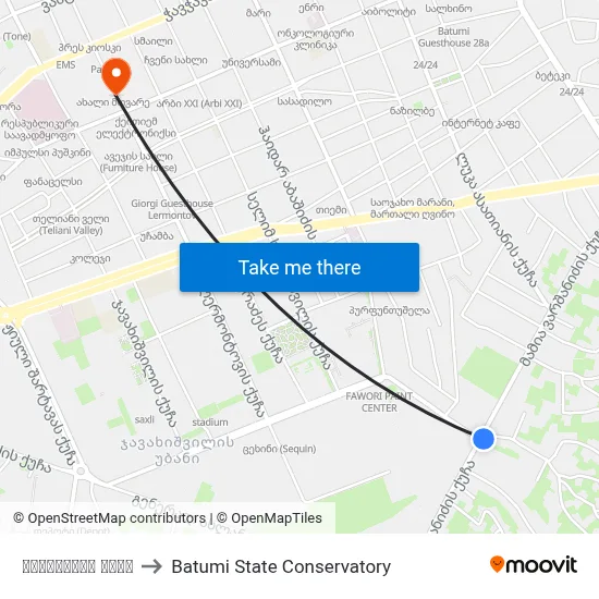 Varshnidze Street to Batumi State Conservatory map