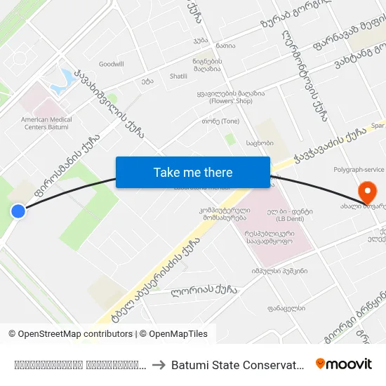 პოლიტექნიკური უნივერსიტეტი to Batumi State Conservatory map