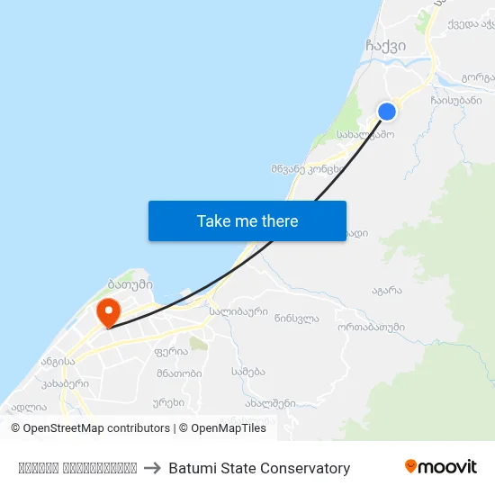 Chakvi Junction to Batumi State Conservatory map