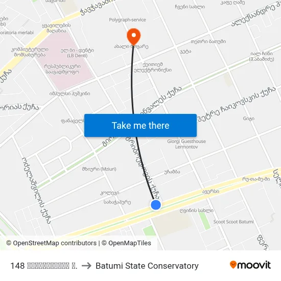 148 ბაგრატიონის ქ. to Batumi State Conservatory map