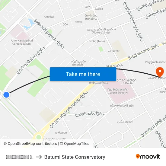 Pirosmani Street to Batumi State Conservatory map