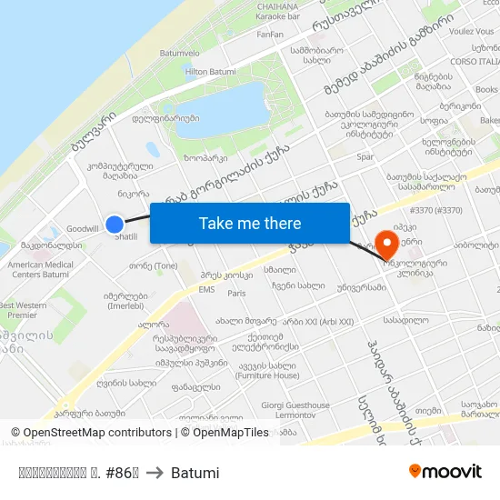 გორგილაძის ქ. #86ა to Batumi map