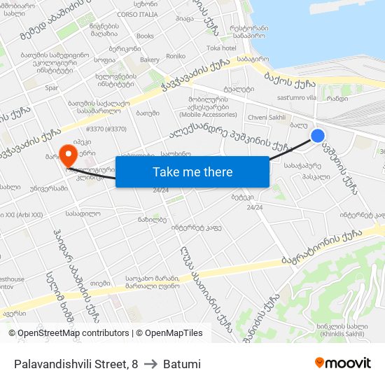Palavandishvili Street, 8 to Batumi map