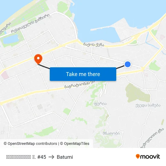 მაიაკოვსკის ქ. #45 to Batumi map