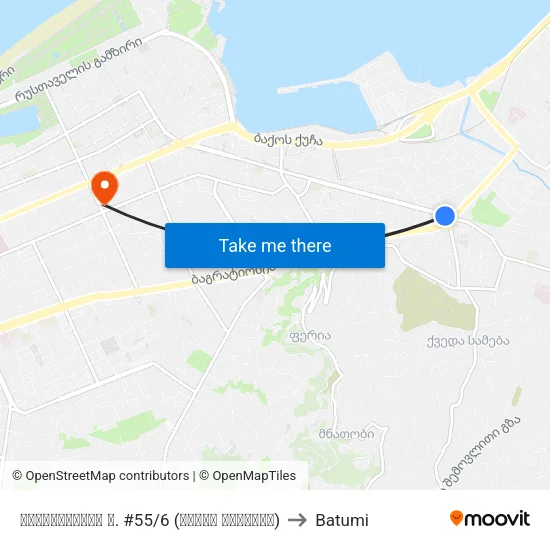 მაიაკოვსკის ქ. #55/6 (ბონის მოედანი) to Batumi map
