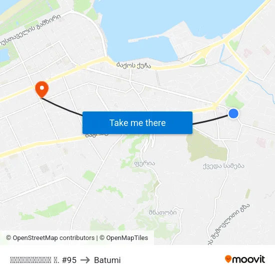 მაიაკოვსკის ქ. #95 to Batumi map