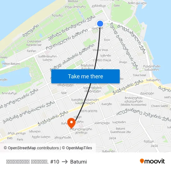 რუსთაველის გამზირი. #10 to Batumi map