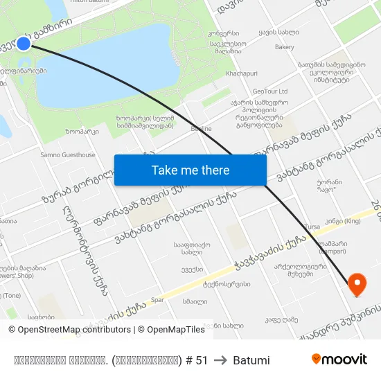 რუსთაველის გამზირი. (დელფინარიუმი) # 51 to Batumi map