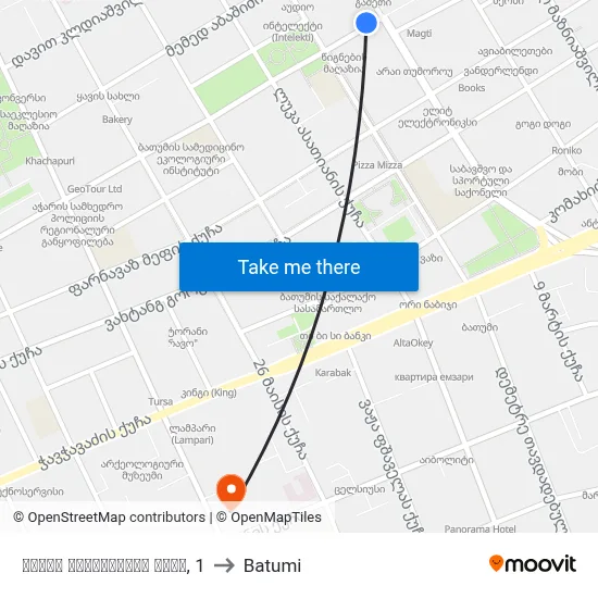 ზურაბ გორგილაძის ქუჩა, 1 to Batumi map