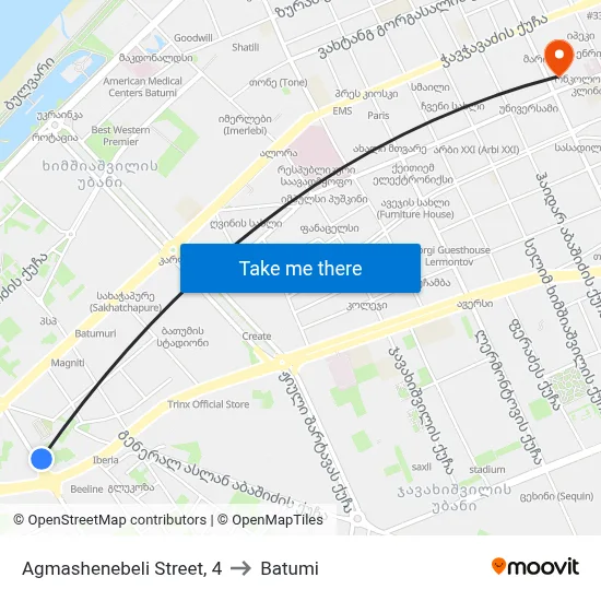 Agmashenebeli Street, 4 to Batumi map