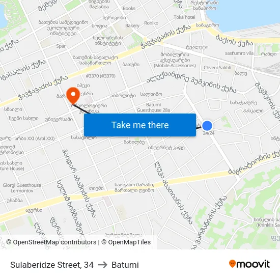 Sulaberidze Street, 34 to Batumi map