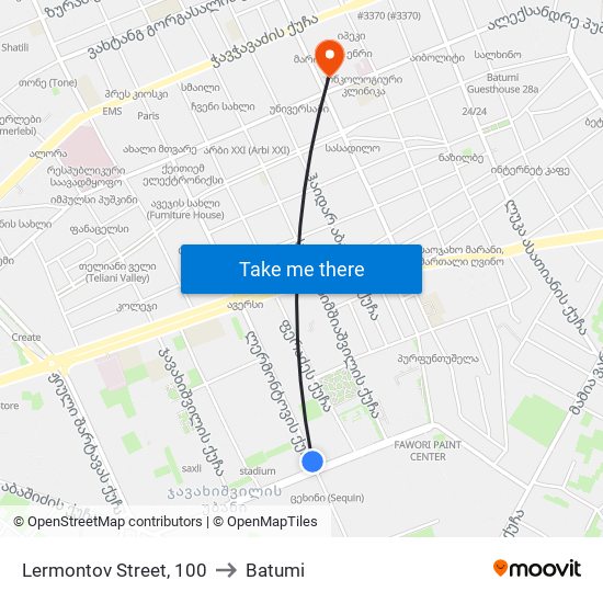 Lermontov Street, 100 to Batumi map