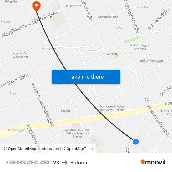 ლუკა ასათიანის ქუჩა 123 to Batumi map