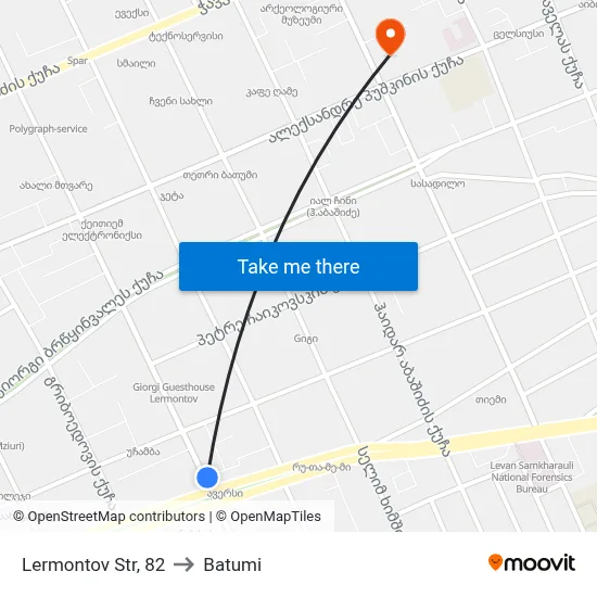 Lermontov Str, 82 to Batumi map