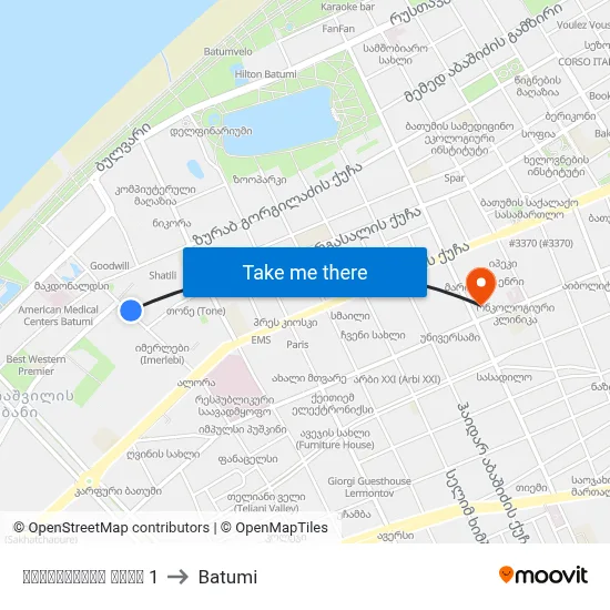 ფიროსმანის ქუჩა 1 to Batumi map