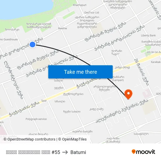 ზურაბ გორგილაძის ქუჩა #55 to Batumi map